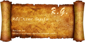 Rötzer Gyula névjegykártya