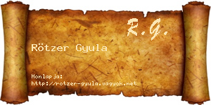Rötzer Gyula névjegykártya